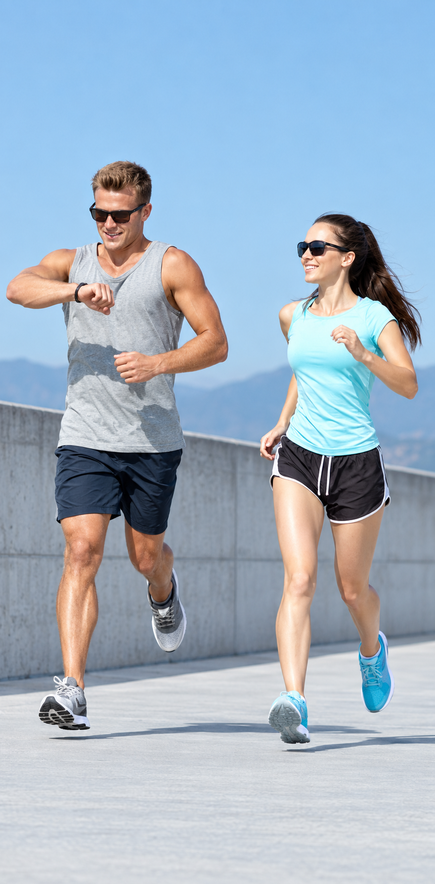 Two runners on an outdoor path
