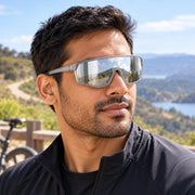 Flat-Top Shield Cycling Sunglasses