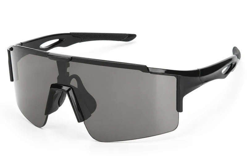 Polarized Half-Rim Shield Sport Sunglasses